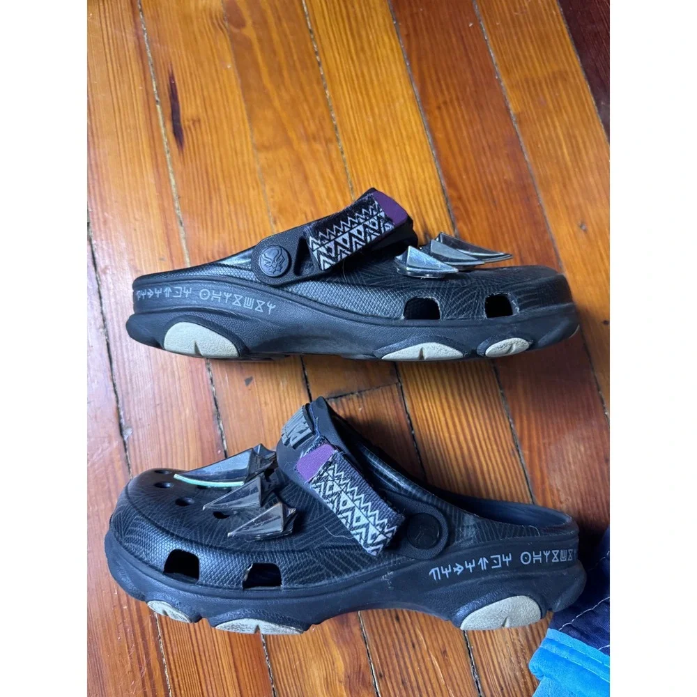 Crocs Black Panther All-Terrain Clogs Marvel Wakanda Forever Black Silver Mens 5